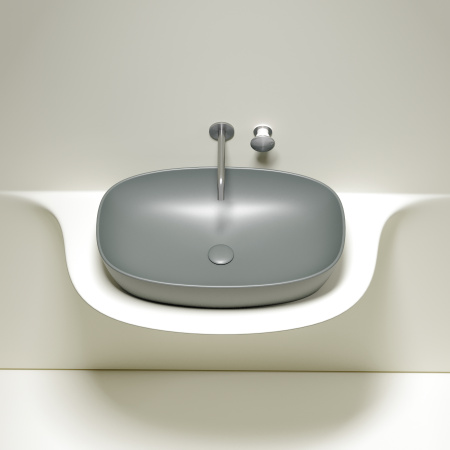 Раковина из сантехнического фарфора Ceramica Nova ELEMENT CN6049MH 60х38 накладная цвет антрацит матовый без отверстий под смеситель